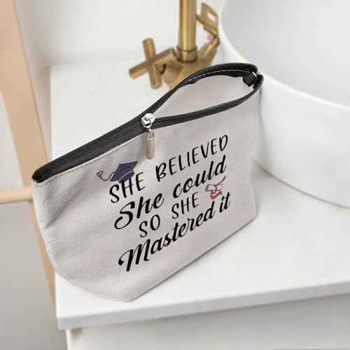 Cosmetic Bag for Women Waterproof Cotton Linen Travel Toiletry Pouch 9.7x6.8in