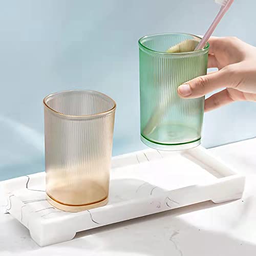 Reusable Plastic Tumbler Set - Multi-Purpose Bathroom Cup, 2 Pack
