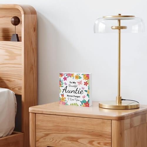 Aunt-Style Wooden Sign for Home Office Desk Decor - Christmas Birthday Gift from Niece Nephew - Variation 5