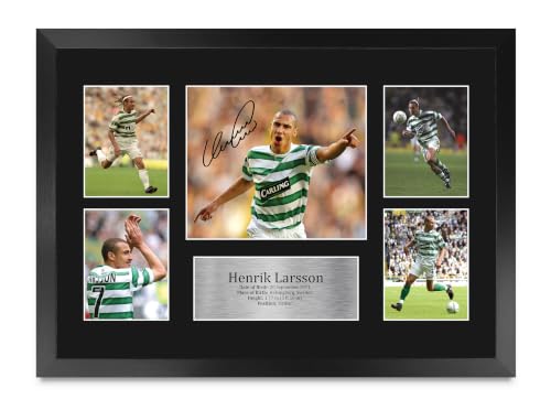 Football Memorabilia Signed Photograph Display 16x12 Inches Framed - Henrik Larsson