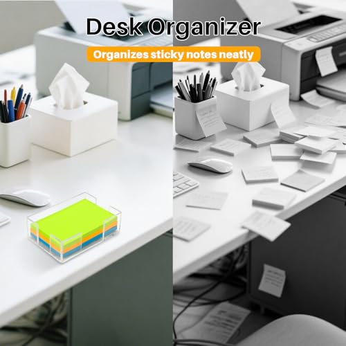 Clear Acrylic Rectangular Sticky Note Holder for 4x6 Inch Pads