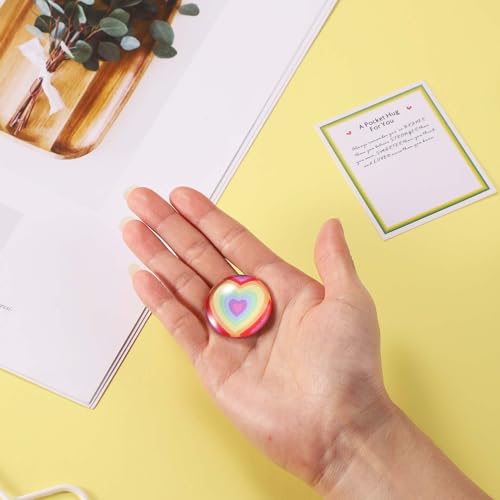 BOXOB Pocket Hug Heart Token with Inspirational Message Card - 3cm Thinking of You Gift
