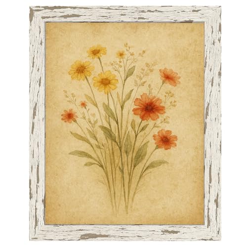 8x10 Rustic Farmhouse Picture Frame - Distressed White, MDF