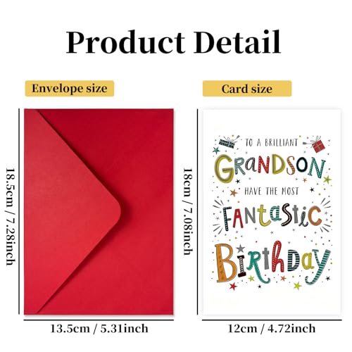 Grandson Birthday Card for Young Men and Boys with Envelope