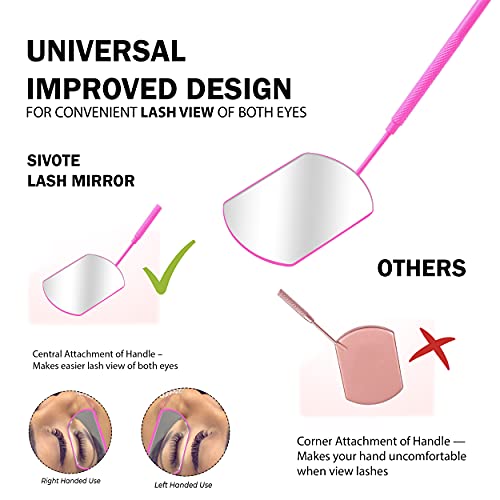 SIVOTE Stainless Steel Eyelash Extension Mirror for Lash Techs - Pink