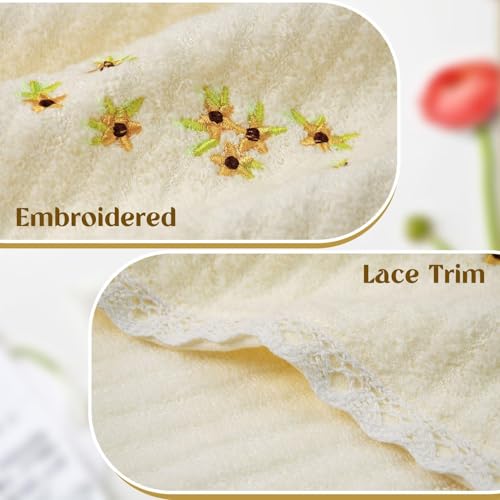 Jacquotha Floral Embroidered Wash Cloths - Cream 4 Pack for Face & Body