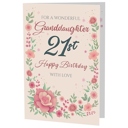 Granddaughter 21st Birthday Card with Printed Verse - Premium A5 Size UK Made