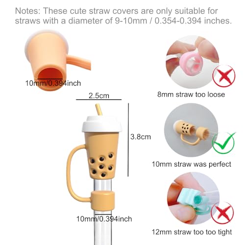 Silicone Straw Covers for Stanley Cup - 10mm Bubble Tea Shape