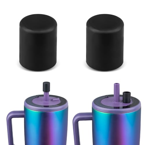 2 Pack Magnetic Straw Caps Compatible with Br?Mate All Era and Resa Tumblers, Silicone Straw Caps Toppers Compatible with Brumate Accessories, Covers Protectors BPA Free (Black)