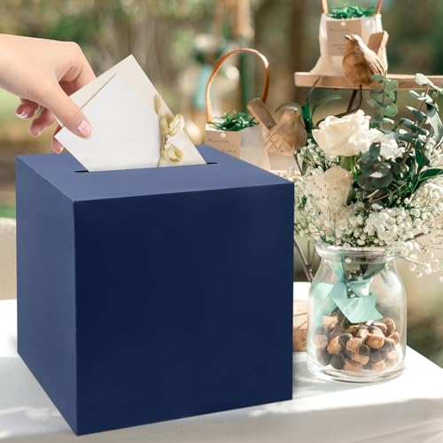 Navy Blue Gift Card Box - 9.1" Wedding Favor Holder for Events