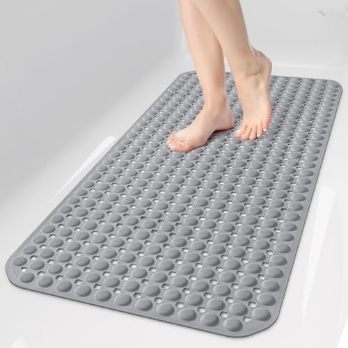 OTHWAY Non-Slip Bathtub Mat, 35x16 Inch Shower Floor Liner - Grey