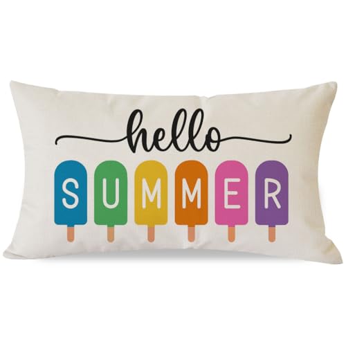 PANDICORN Summer Throw Pillow Cover 12x20 Inches - Popsicle Beach Decor