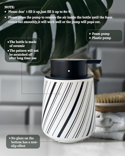 UNBONSOUHAIT Ceramic Foam Soap Dispenser, 12oz Refillable White Bottle