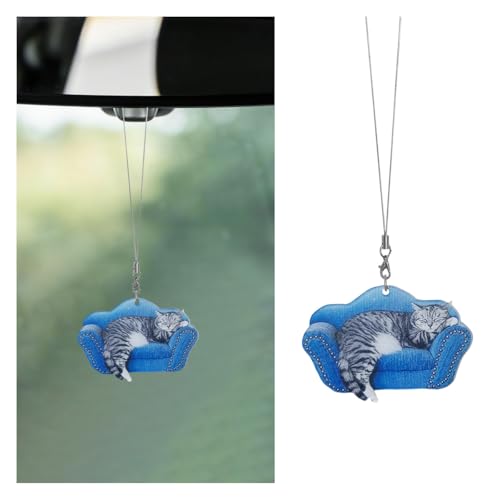 Cute Acrylic Cat Rear View Mirror Charm for Car Decor