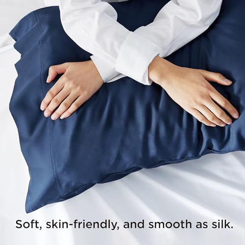 Navy Bamboo Rayon Pillow Cases Set of 2 - Standard Size (20" x 26")