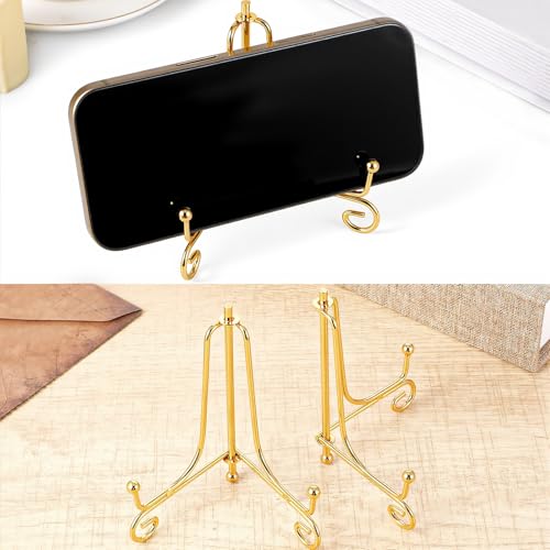 2PCS Gold Plate Stand 4 Inch Small Easel Display Holder