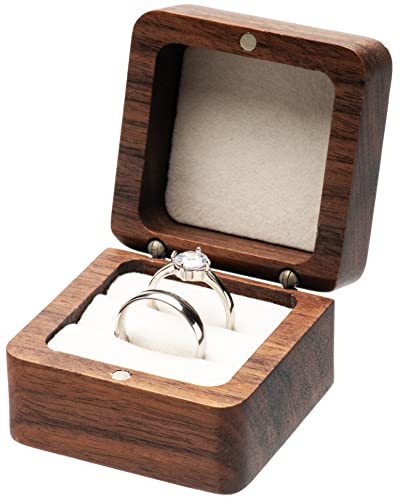 Personalized Square Wooden Ring Box for Weddings & Proposals