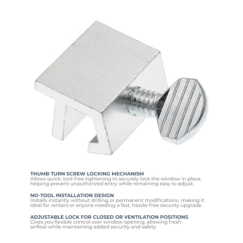 Sliding Window Security Lock - Aluminum, 4 Pack, Easy Install