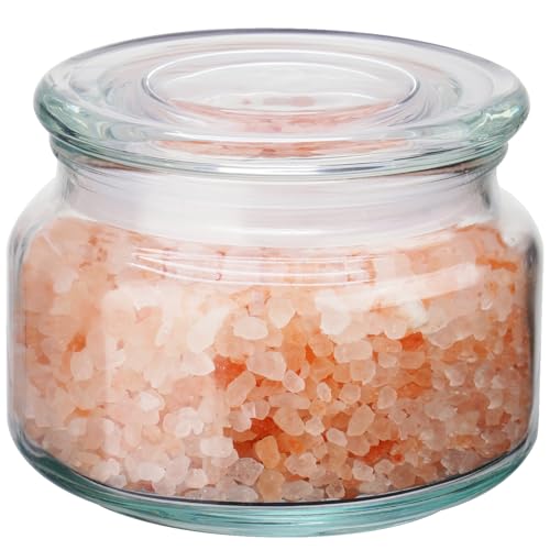 NiHome 280ml Glass Salt Cellar with Airtight Lid - Wide Mouth Spice Jar