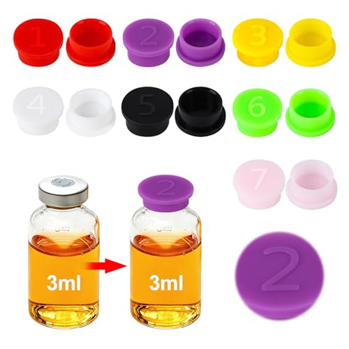 14PCS Reusable 3ml Glass Vial Caps - Leak-Proof, Color-Coded