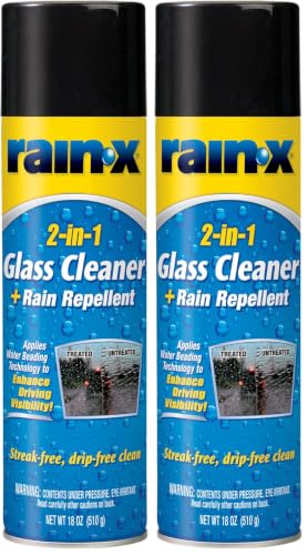 Rain-X 2-in-1 Glass Cleaner & Rain Repellent, 18 oz Aerosol (Pack of 2)