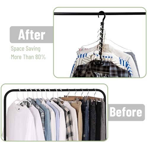 Mr. Pen Space-Saving Plastic Hangers Set - 12 Multi-Use Hangers with 6 Slots & 360° Rotating Hooks