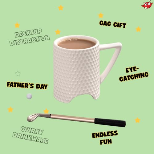 Golf Mug with Putter Pen & Mini Ball - Fun Golf Gift for Men