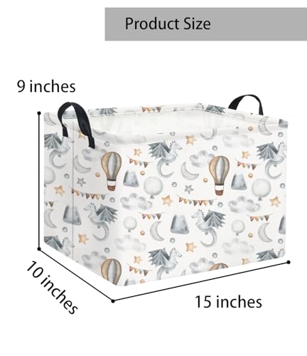 Collapsible Kids Storage Basket - Flying Dinosaur Rectangular Bin