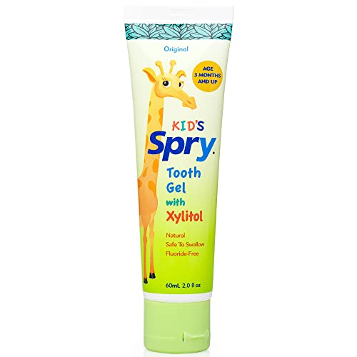 Spry Natural Kids Xylitol Tooth Gel - Fluoride-Free Toothpaste for Babies and Toddlers, 2 Fl Oz (Pack of 4)