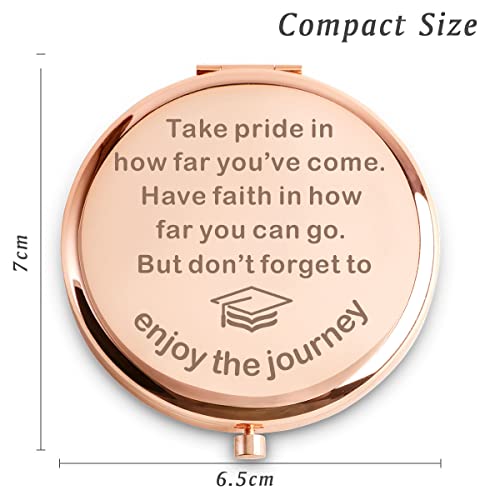 Personalized Compact Mirror for Graduation Gifts - Motivational Engraved