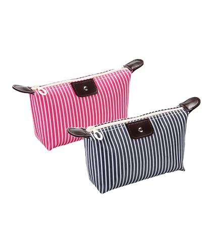 THTAJ 2 Pack Waterproof Nylon Travel Makeup Bag and Toiletry Pouch