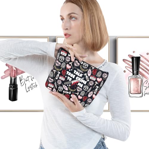 True Crime Makeup Bag Canvas Zipper Cosmetic Pouch for Fans