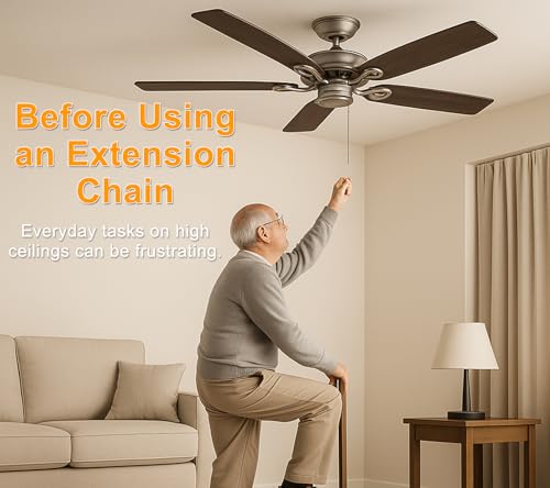 120-Inch Stainless Steel Ceiling Fan Pull Chain Extender with 12 Connectors