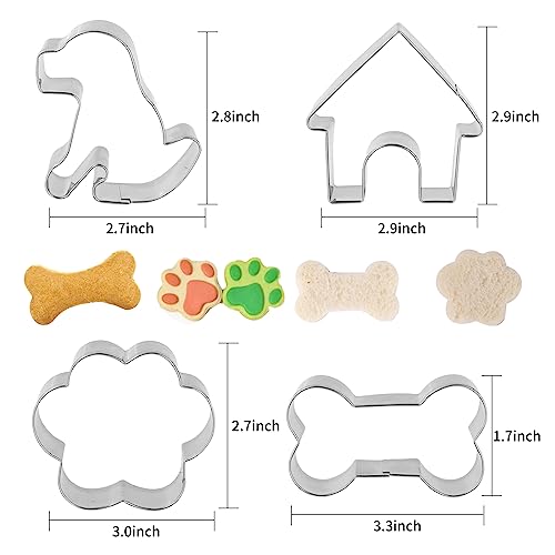 ANCKNE Stainless Steel Dog Bone Cookie Cutter Set - 4 Pieces