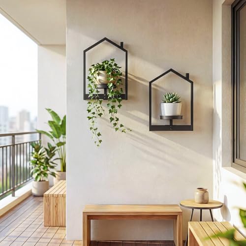 HOOBRO 3-Pack Metal Floating Shelves for Indoor Plants