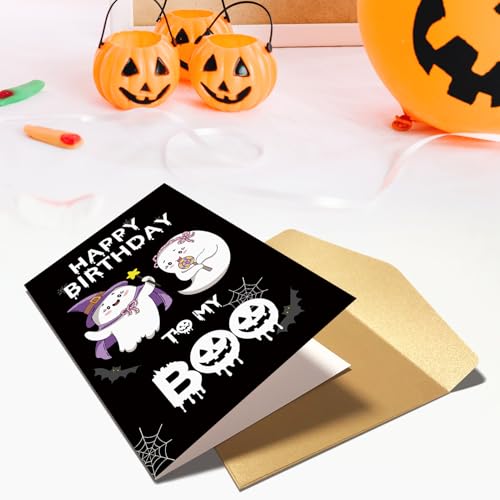 Chenive Cute Ghost Birthday Card for Partner - Funny Spooky Bday Card