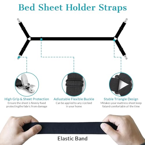 Adjustable Bed Sheet Straps with Criss-Cross Design - 2 Pack
