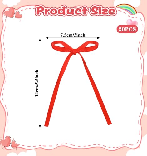 20 Red Cake Bows - Vibrant Ribbon Toppers for Parties & Celebrations