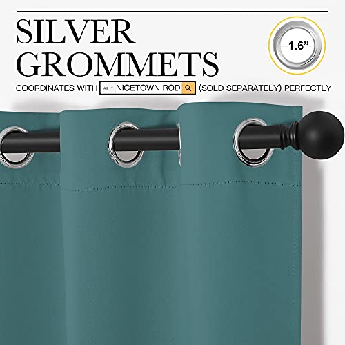 NICETOWN Sea Teal Blackout Curtain Panels, 34" x 84" (Pair)