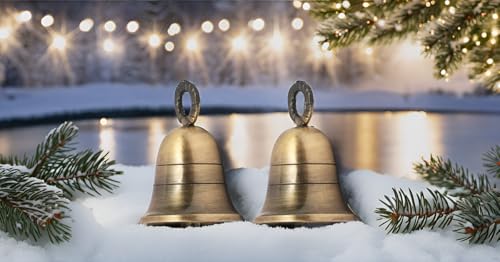 Indian Brass Jingle Bells for Home Decor Crafting & Door Decorations - 4 Plain