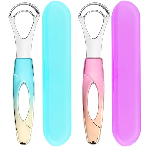 LINK-SUN Stainless Steel Tongue Scraper 2 Pack for Bad Breath