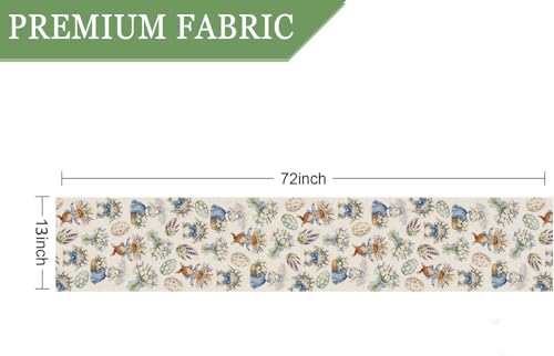 Easter Table Runner 13x72 Inch - Rabbit & Flower Design for Spring Decor