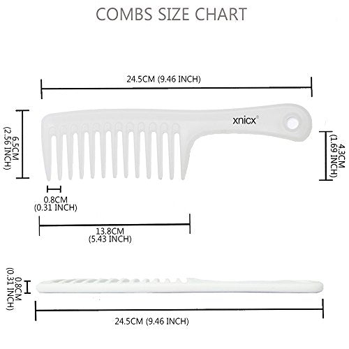 xnicx 3 Pack Wide Tooth Comb Set for Curly, Wet & Dry Hair Detangling