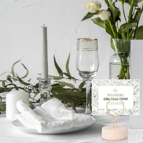 Gold Table Number Holders - Pack of 10 Metal Wire with Wood Base for Weddings & Events