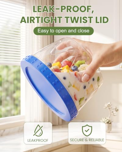 LUOFNI 6 Pack 17 Oz Blue Reusable Freezer Storage Containers - Airtight, Leakproof, BPA Free