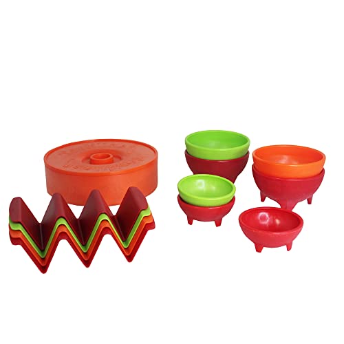 IMUSA 12pc Taco Fiesta Set, Red/Orange/Green