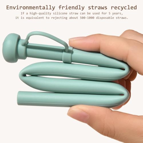 Silicone Straw Replacement & Cap for Stanley 40 oz Tumbler Green