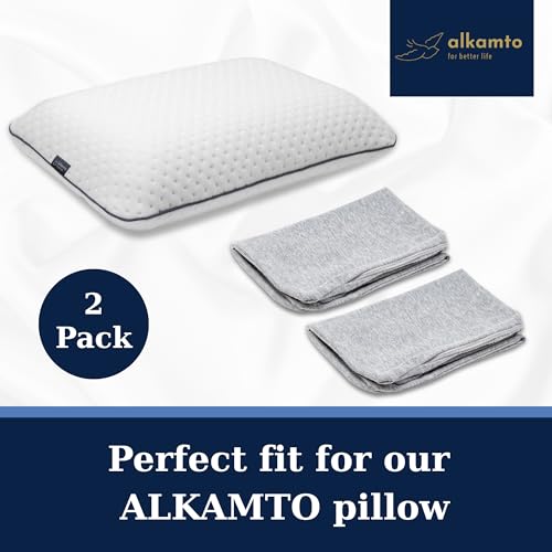 Alkamto Gray Travel Pillowcase Set - 2 Premium Zippered Covers 15.7x9.8