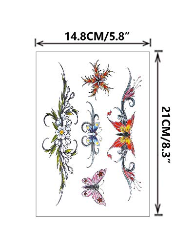 Pinone Floral Butterfly Temporary Tattoo Stickers Waterproof Body Art