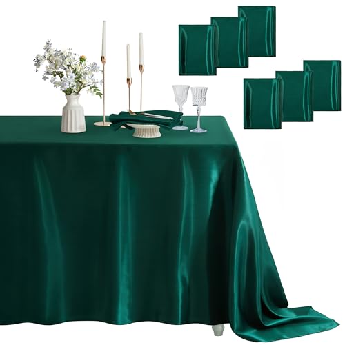 Blackish Green Satin Table Cover 60x120 Inches - 6 Pack, Rectangular